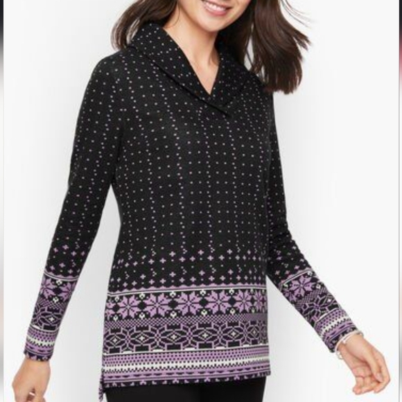 Talbots Tops - Talbots Fair Isle Jacquered Shawl Collar Tunic Pullover